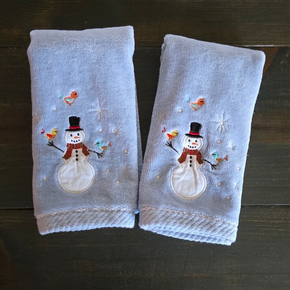 Kassamoda Holiday Snowman Hand Towels Set Christmas Winter Bathroom Decor